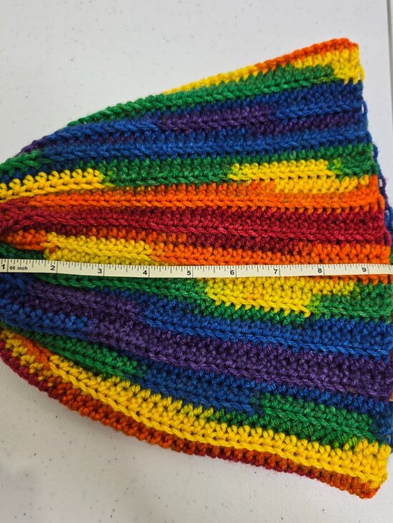 Hand-Crocheted Rainbow Beanie, Pride Striped Hat, Acrylic Yarn, Festival Wear